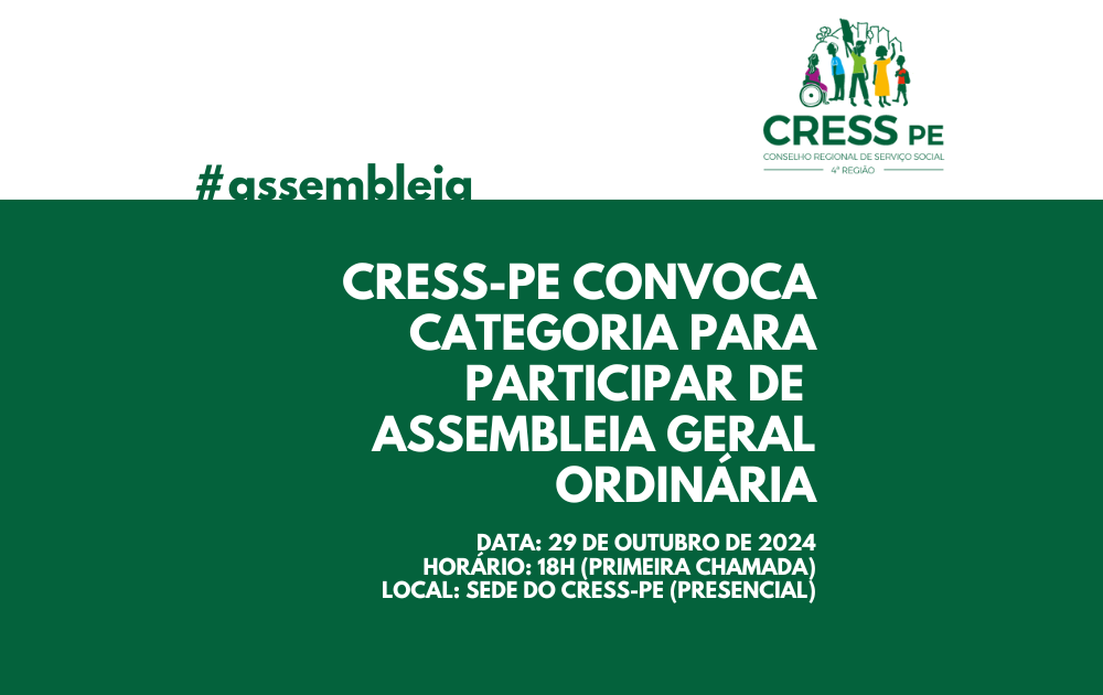 CRESS-PE convoca Assembleia Geral