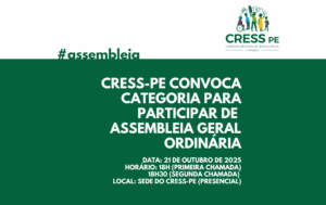 CRESS-PE convoca categoria para Assembleia Geral Ordinária