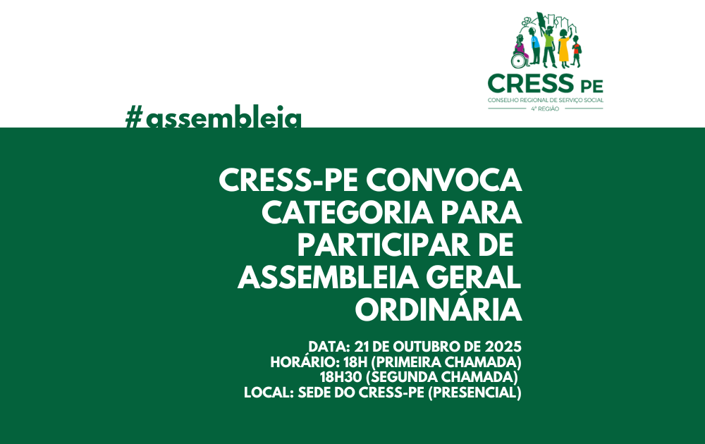 CRESS-PE convoca categoria para Assembleia Geral Ordinária
