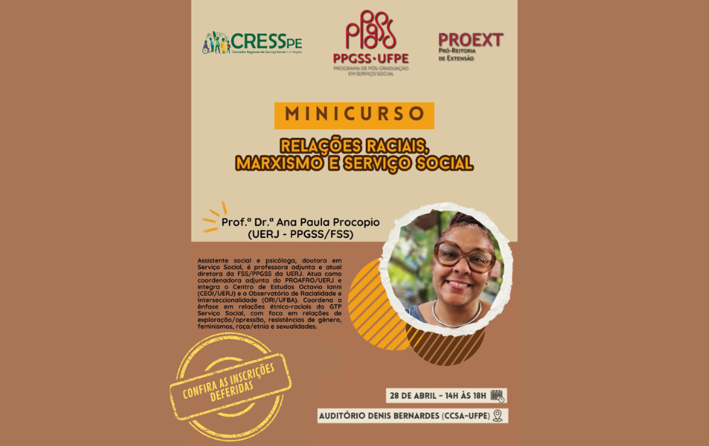 Confira as inscrições deferidas para o minicurso “Relações raciais, Marxismo e Serviço Social”